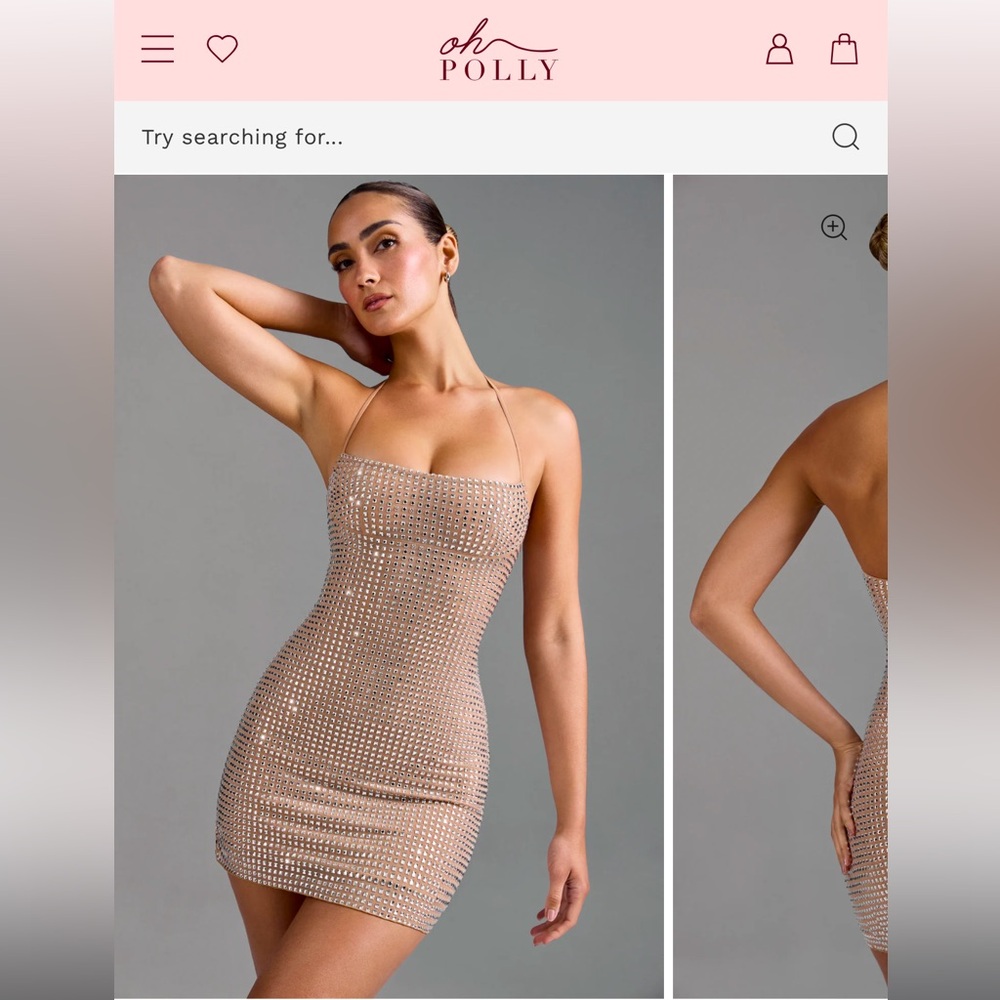 Oh Polly LASMA
Embellished Halterneck A-Line Mini Dress in Almond
UK 10 US 6